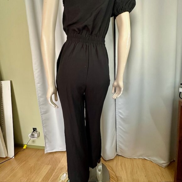 MVN The Label Women’s Black Wide Leg One-Shoulder Lancey Jumpsuit Size S / 4 - Picture 13 of 13